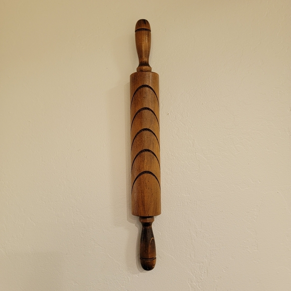 Vintage Wood Rolling Pin Recipe Card Note Letter Holder Home Decor - Picture 2 of 8